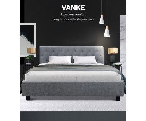 KING HARLEY FABRIC BED - GREY