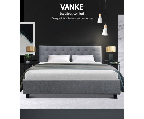 QUEEN LAUREENA FABRIC BED - MEDIUM GREY