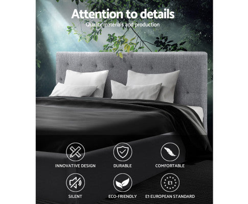 QUEEN LAUREENA FABRIC BED - MEDIUM GREY