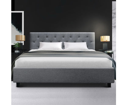 QUEEN LAUREENA FABRIC BED - MEDIUM GREY