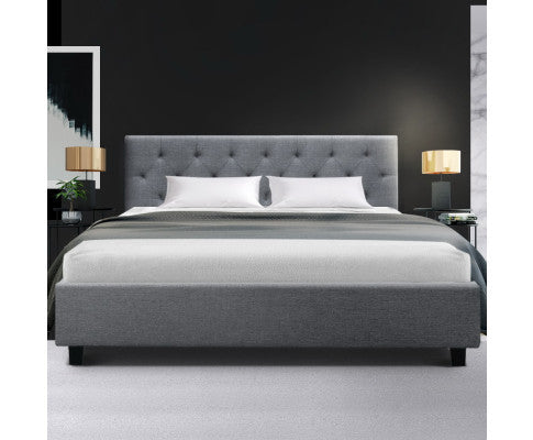 QUEEN LAUREENA FABRIC BED - MEDIUM GREY