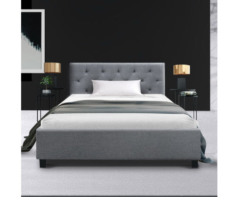 SINGLE MICHAEL FABRIC BED - DARK GREY