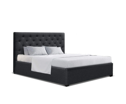 QUEEN GENEKO GAS LIFT STORAGE BED - CHARCOAL