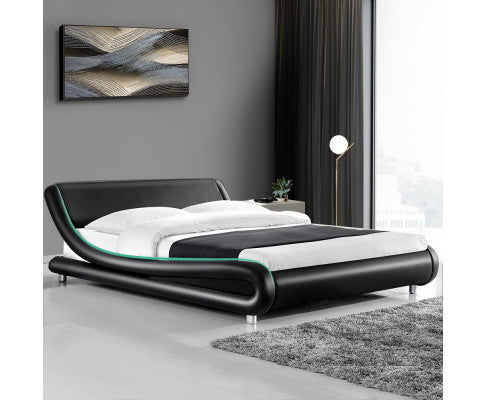 DOUBLE EMILIO LEATHERETTE BED - BLACK