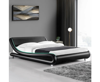 DOUBLE EMILIO LEATHERETTE BED - BLACK