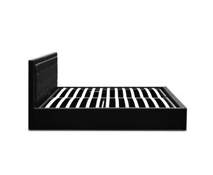 QUEEN ANNABETH LEATHERETTE GAS LIFT BED - CHARCOAL