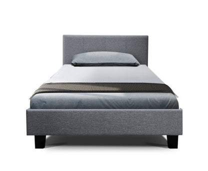 KING SINGLE RAEMOND LINEN FABRIC BED - GREY