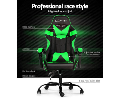 PAXTON RECLINING OFFICE COMPUTER  CHAIR  - BLACK & GREEN