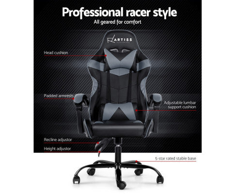 PAXTON RECLINING OFFICE COMPUTER  CHAIR  - BLACK & GREY