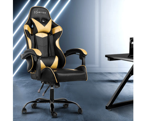 Paxton Reclining Office Computer Chair - Black & Gold