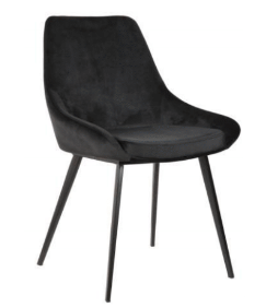 Domo Velvet Fabric Dining Chair - Black