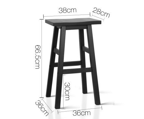 FLYNN (SET OF 4) WOODEN BACKLESS BAR STOOLS - BLACK
