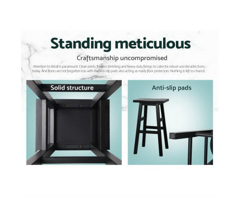 FLYNN (SET OF 4) WOODEN BACKLESS BAR STOOLS - BLACK