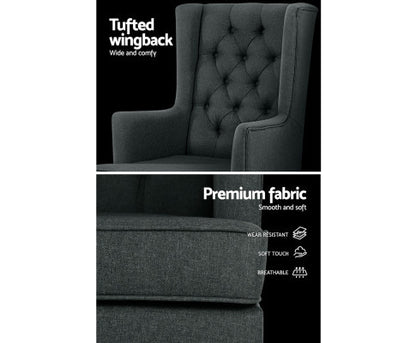 GERALDINE CONVERTIBLE FABRIC ROCKING ARMCHAIR  - BLACK
