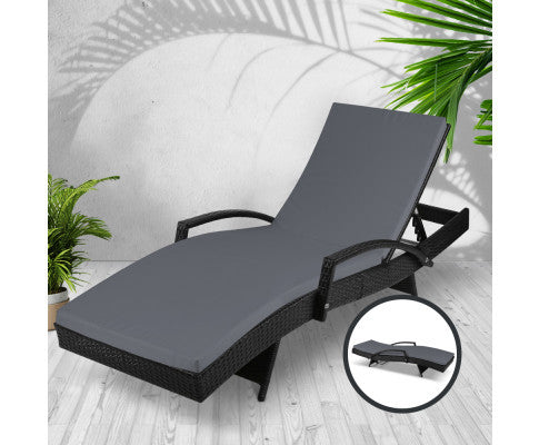 Dewey Outdoor Sun Lounge - Black