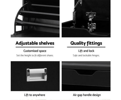 WENDERS 3 - TIER SHOE CABINET BENCH - BLACK