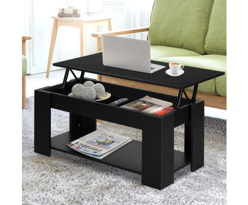 MECHANICAL COFFEE TABLE WITH LIFT-TOP - 980(W) x 500(D) - BLACK