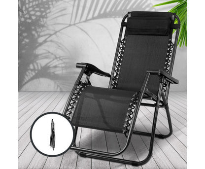 LIBRA (SET OF 2) OUTDOOR ADJUSTABLE RECLINER LOUNGE - BLACK