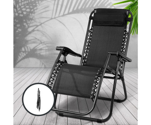 Libra Outdoor Adjustable Recliner Lounge - Black
