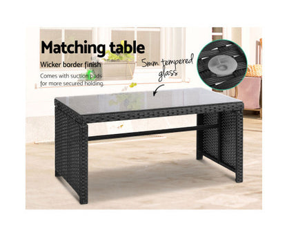 NORMA 4 PIECE OUTDOOR RATTAN  LOUNGE SETTING - BLACK