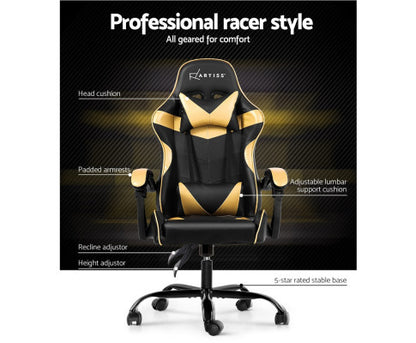 PAXTON RECLINING OFFICE COMPUTER  CHAIR  - BLACK & GOLD