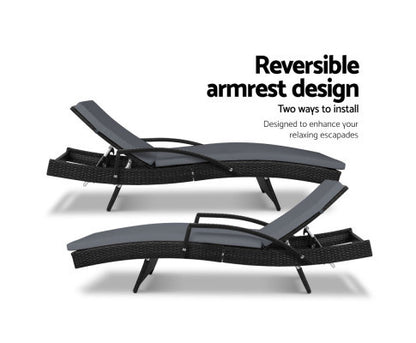 DEWEY OUTDOOR SUN LOUNGE - BLACK