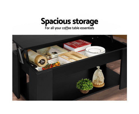 MECHANICAL COFFEE TABLE WITH LIFT-TOP - 980(W) x 500(D) - BLACK