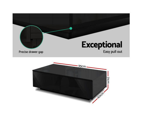 HAMILTON 4 DRAWER COFFEE TABLE  - HIGH GLOSS BLACK