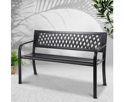 CONNAN OUTDOOR METAL BENCH WITH ARMREST - BLACK