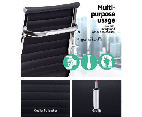 VEGAS LEATHERETTE HIGH BACK EXECUTIVE OFFICE CHAIR - BLACK