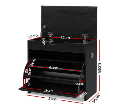 WENDERS 3 - TIER SHOE CABINET BENCH - BLACK
