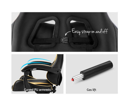 PAXTON RECLINING OFFICE COMPUTER  CHAIR  - BLACK & GOLD