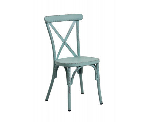 BLYTHE (SET OF 2) RETRO ALUMINIUM CROSS BACK CHAIR - BLUE