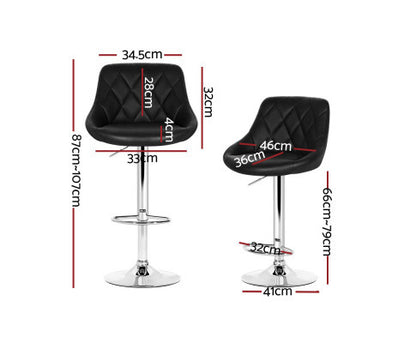 SEBASTIAN (SET OF 4) LEATHER GAS LIFT SWIVEL CHAIR - BLACK