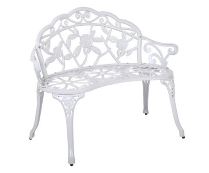 WALDEN OUTDOOR METAL BENCH WITH ARMREST - WHITE
