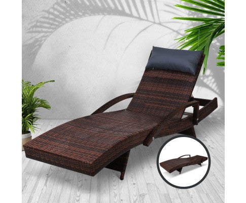 Sparrow Outdoor Sun Lounge With Armrest - Brown