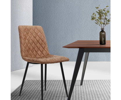 DELPHINE (SET OF 2) LEATHERETTE  DINING CHAIR - MEDIUM BROWN