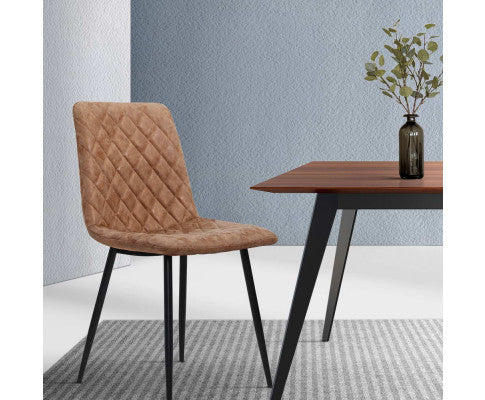 Delphine (SET OF 2) Leatherette Dining Chair - Medium Brown