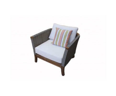 NEVIS OUTDOOR WICKER ARM CHAIR- GREY 7 BROWN