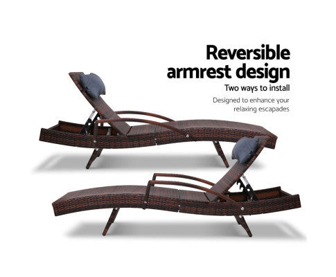 SPARROW OUTDOOR SUN LOUNGE WITH ARMREST - BROWN
