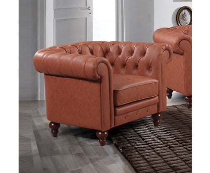 SHILOAH SINGLE SEATER  PU LEATHER  SOFA - BROWN