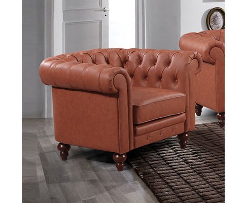 Shiloah Single Seater Pu Leather Sofa - Brown