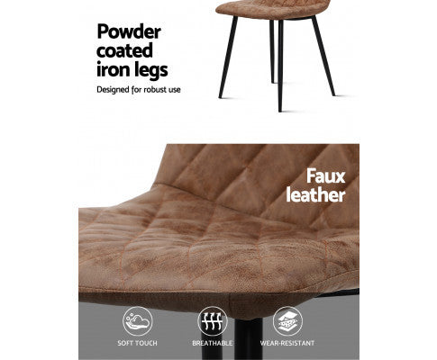 DELPHINE (SET OF 2) LEATHERETTE  DINING CHAIR - MEDIUM BROWN