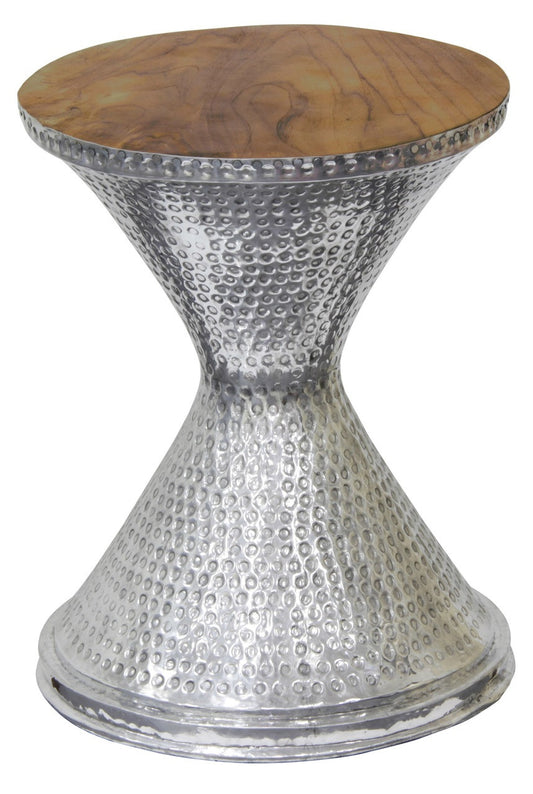 SAM HOURGLASS LAMP TABLE 350(W) - ALUMINIUM + SOLID TIMBER - SILVER