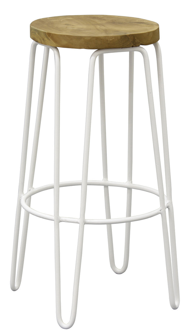 HAMILTON ROUND SHAPE IRON LEG BARSTOOL -  670(H)  - WHITE