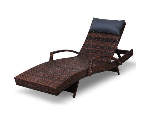 SPARROW OUTDOOR SUN LOUNGE WITH ARMREST - BROWN