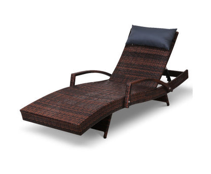 SPARROW OUTDOOR SUN LOUNGE WITH ARMREST - BROWN