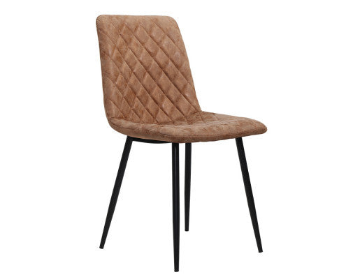 DELPHINE (SET OF 2) LEATHERETTE  DINING CHAIR - MEDIUM BROWN