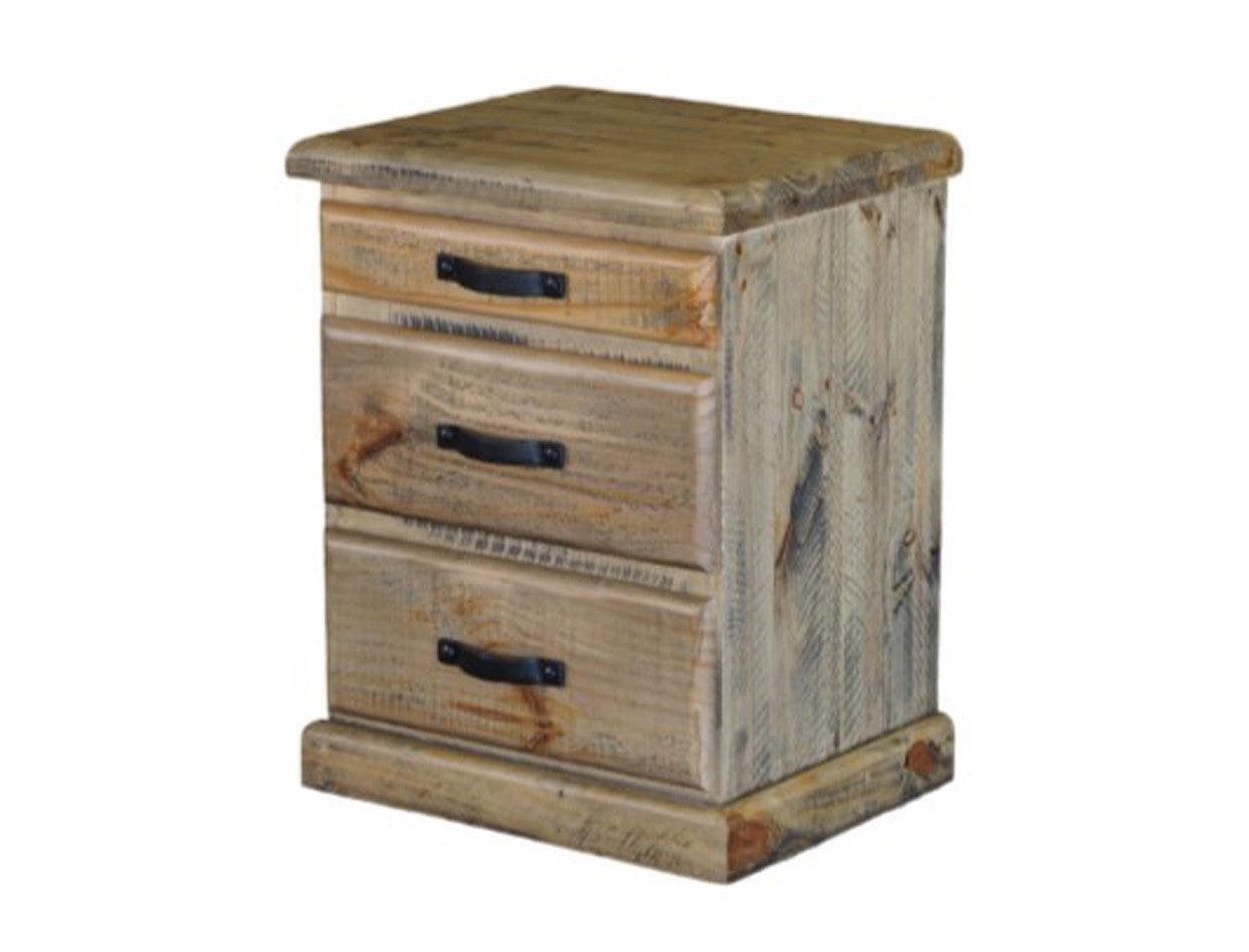 OUTBACK 3 DRAWER BEDSIDE TABLE - RUSTIC PINE
