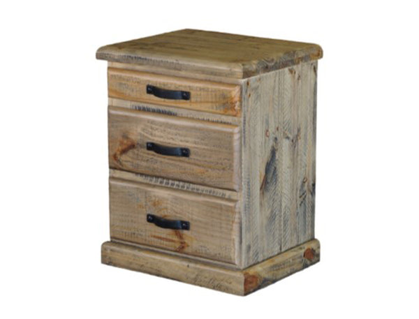 OUTBACK 3 DRAWER BEDSIDE TABLE - RUSTIC PINE